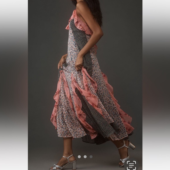 Anthropologie NWT Sleeveless Panelled Ruffle Midi Dress size M. - Picture 4 of 15